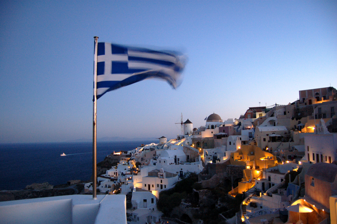 Bandiera Grecia Santorini