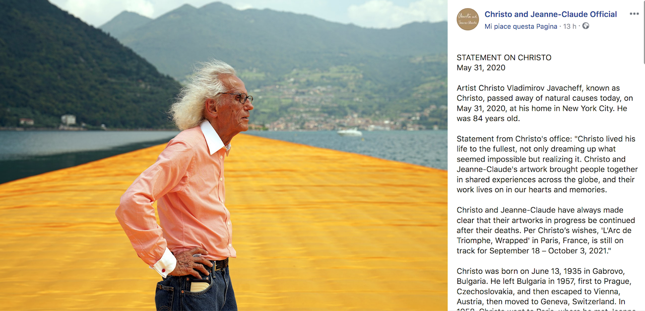 È morto Christo, l’artista di The Floating Piers