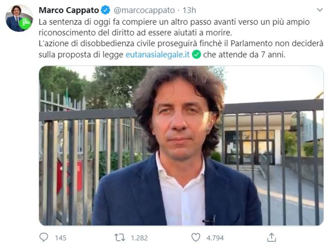 Marco Cappato e Mina Welby assolti per la morte di Davide Trentini