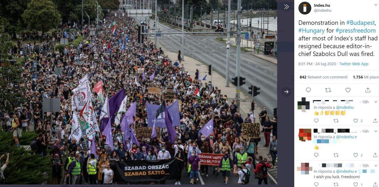 Ungheria, migliaia in piazza a favore della libertà di stampa