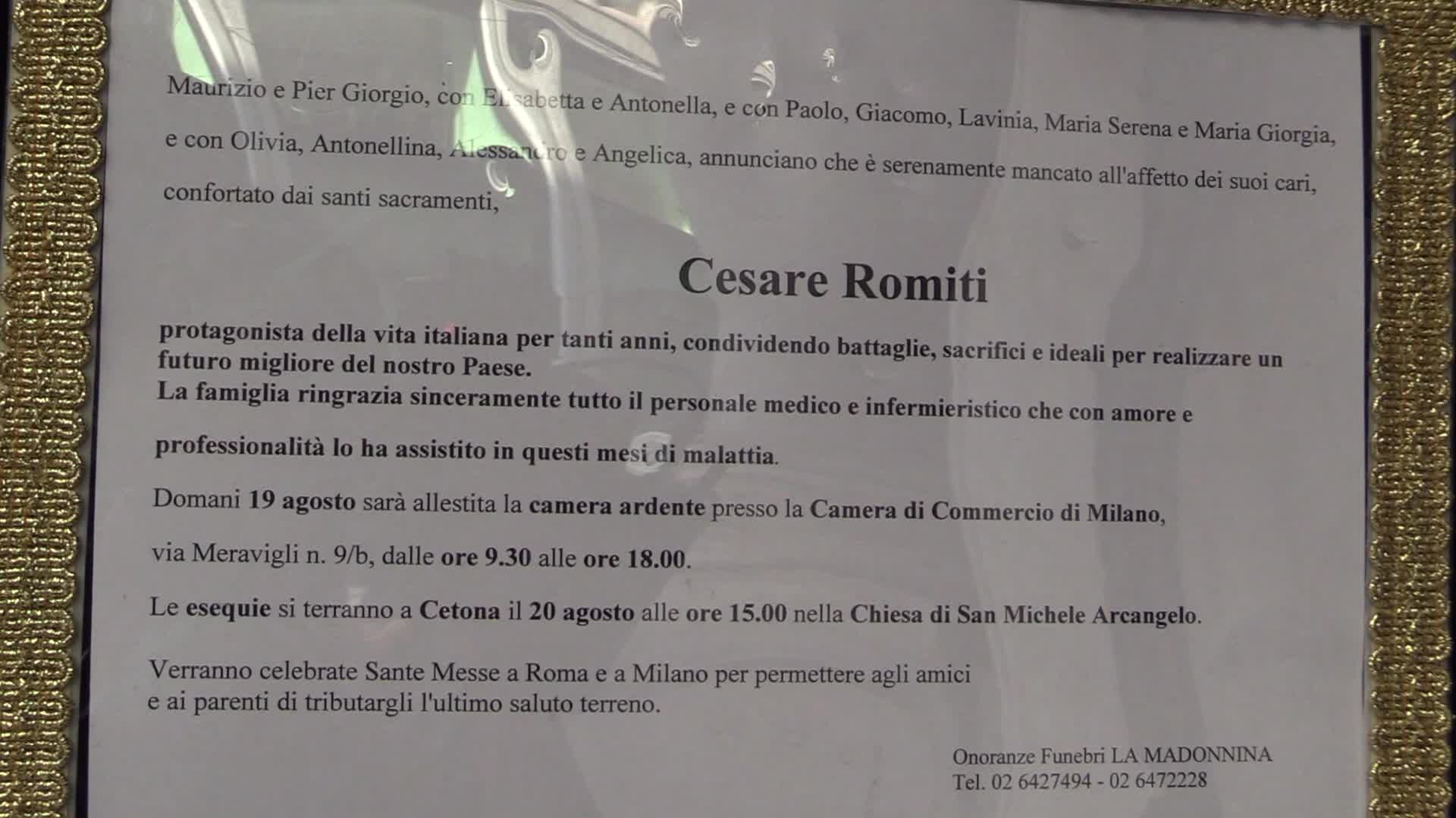 Romiti, aperta la camera ardente alla Camera di Commercio a Milano