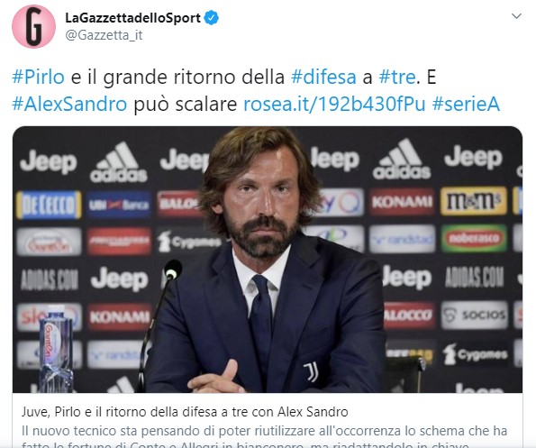 Andrea Pirlo: la nuova era Juve riparte dalla difesa a tre?
