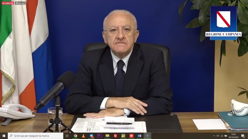 Campania, De Luca chiude anche nidi e scuole materne da lunedì