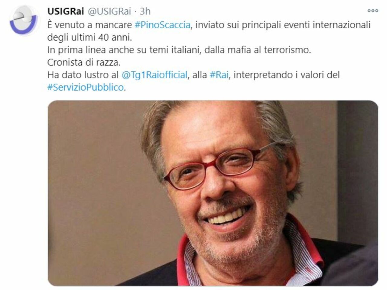 Il giornalismo piange Pino Scaccia: storico corrispondente della Rai