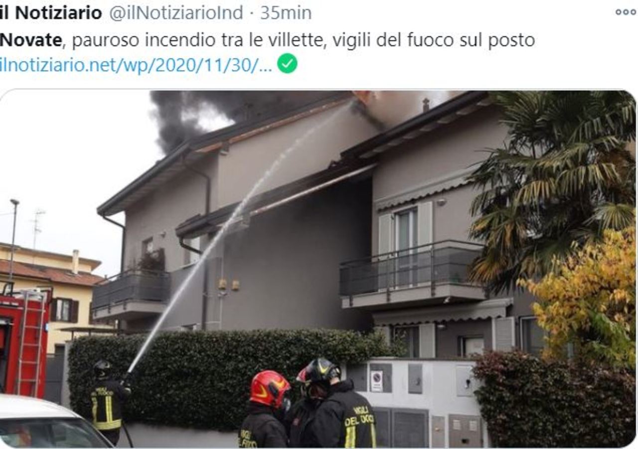 Novate Milanese, scoppia un incendio: devastata una villetta