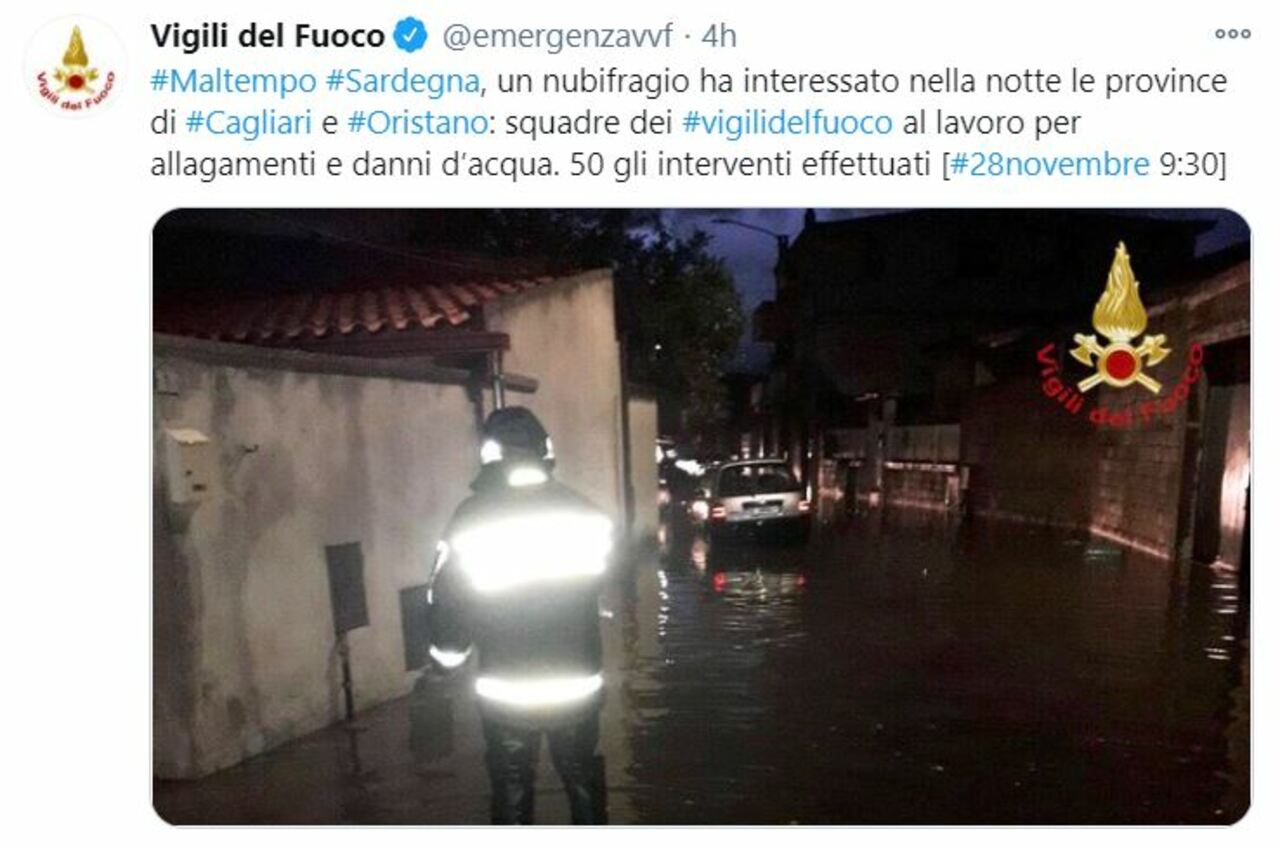 Maltempo in Sardegna, frane e allagamenti a Nuoro: due vittime