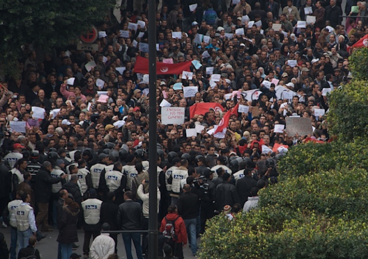Le proteste a Tunisi del 20 gennaio 2011 (credit: Chris Belsten)