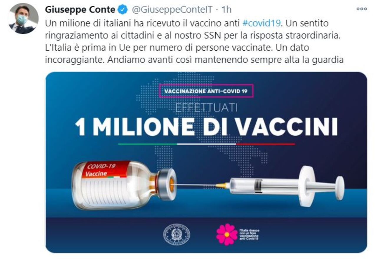 Dal 27 dicembre ad oggi sono state somministrate un milione di dosi tra personale sanitario e ospiti e dipendenti di Rsa. La vaccinazione entrerà nel vivo a partire dal mese di febbraio