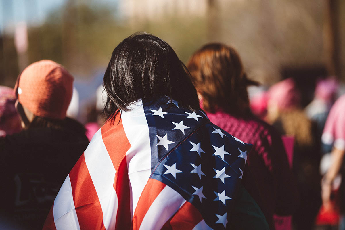 asiatici americani bandiera america
