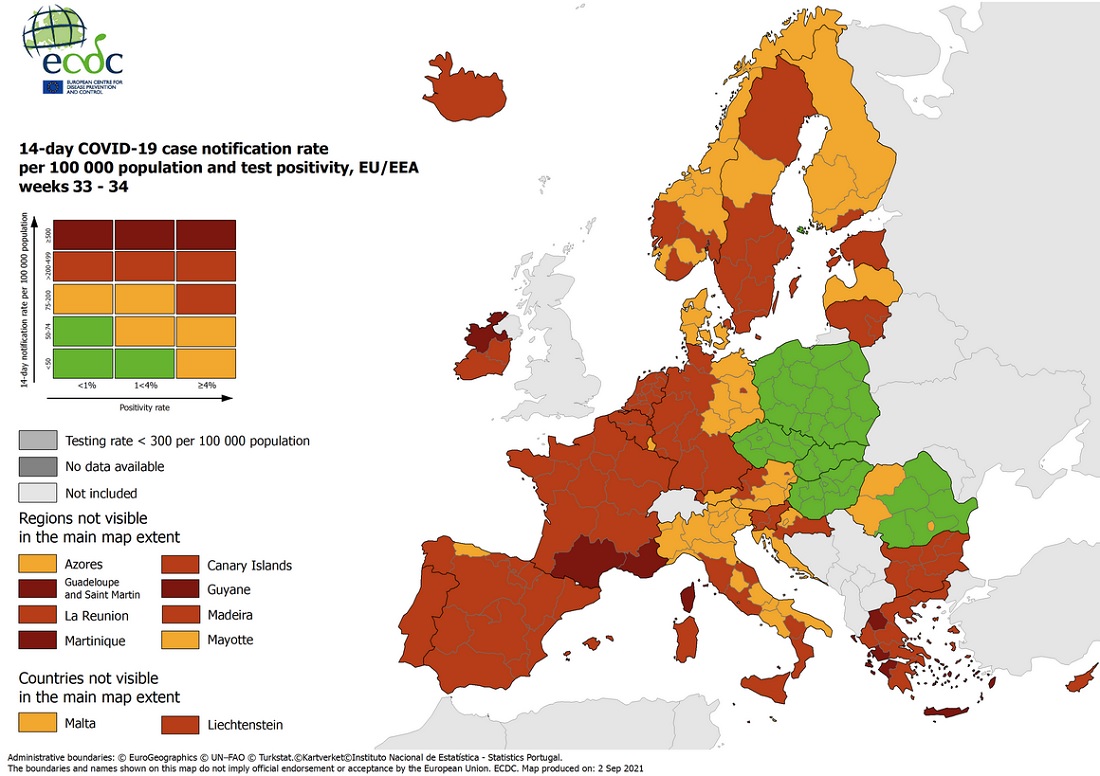 Il Lazio diventa rosso nelle mappe Ue