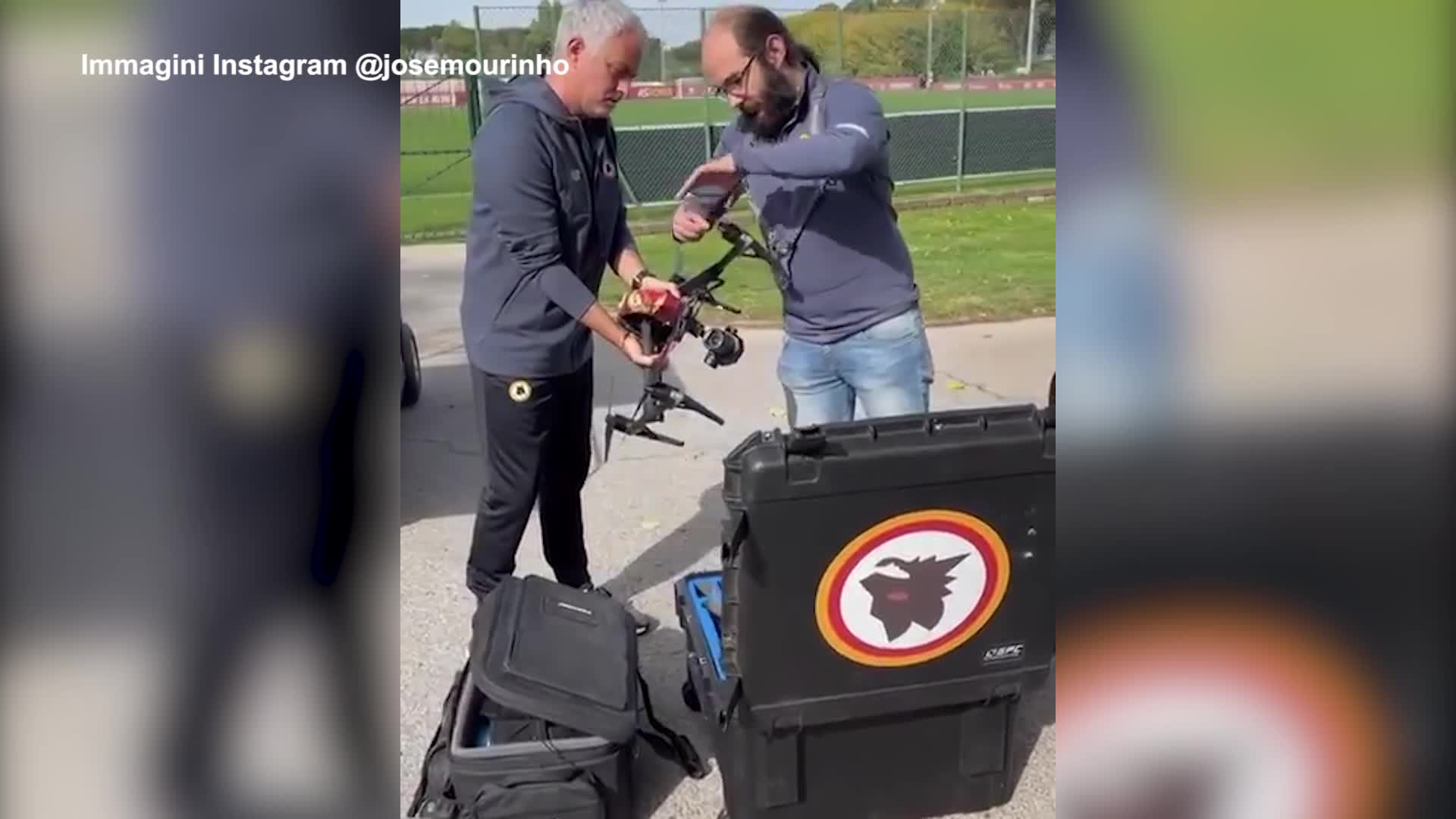 Roma, Mourinho prepara la sfida con la Juve con il drone - VIDEO