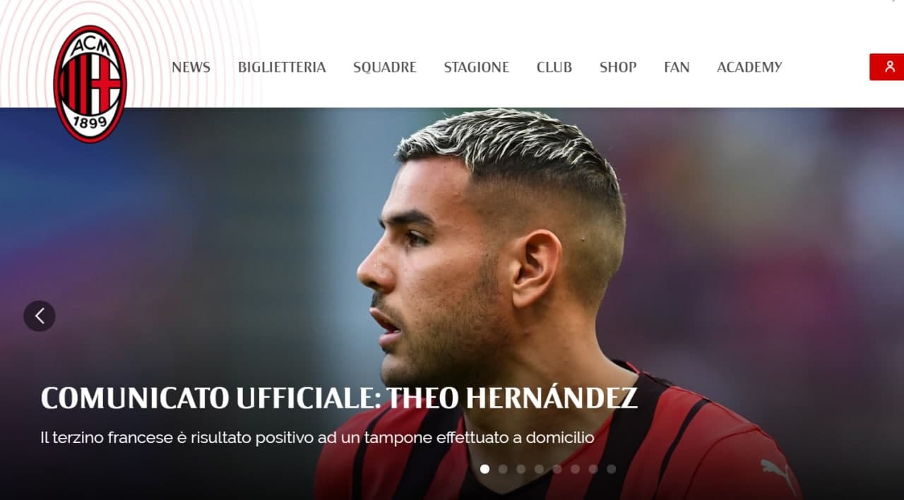 Theo Hernandez è positivo al Covid: il comunicato del Milan