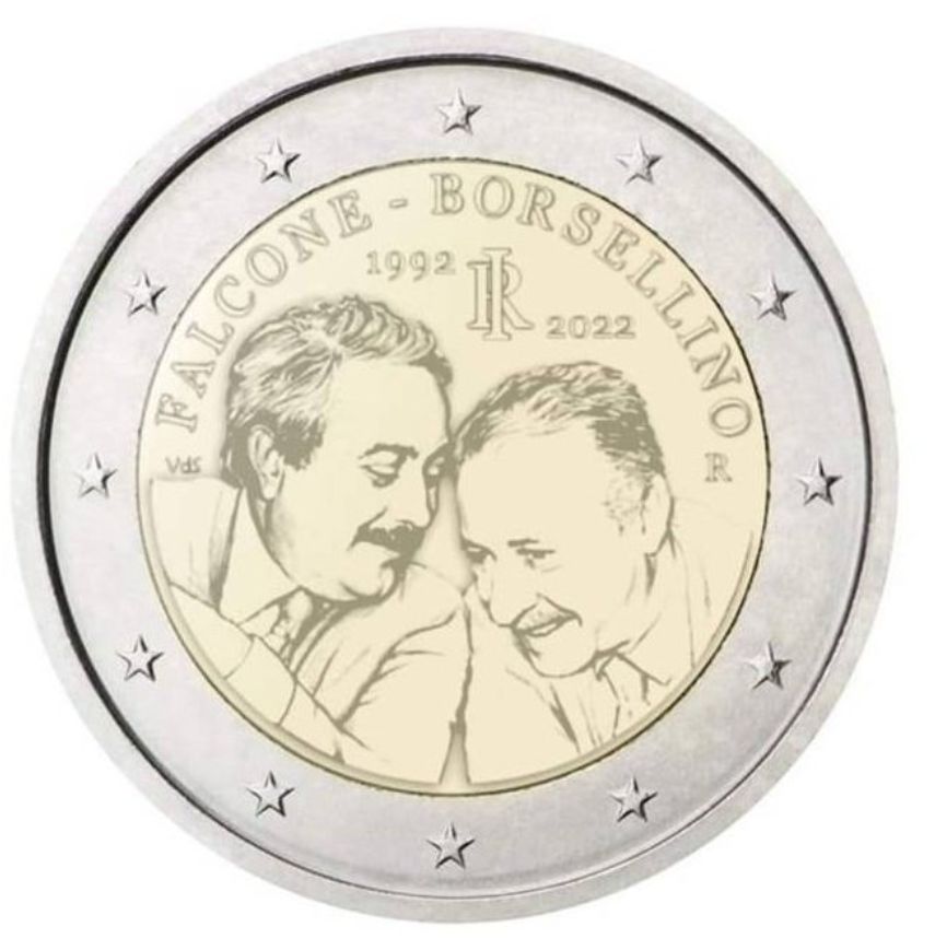 Moneta due euro Falcone e Borsellino