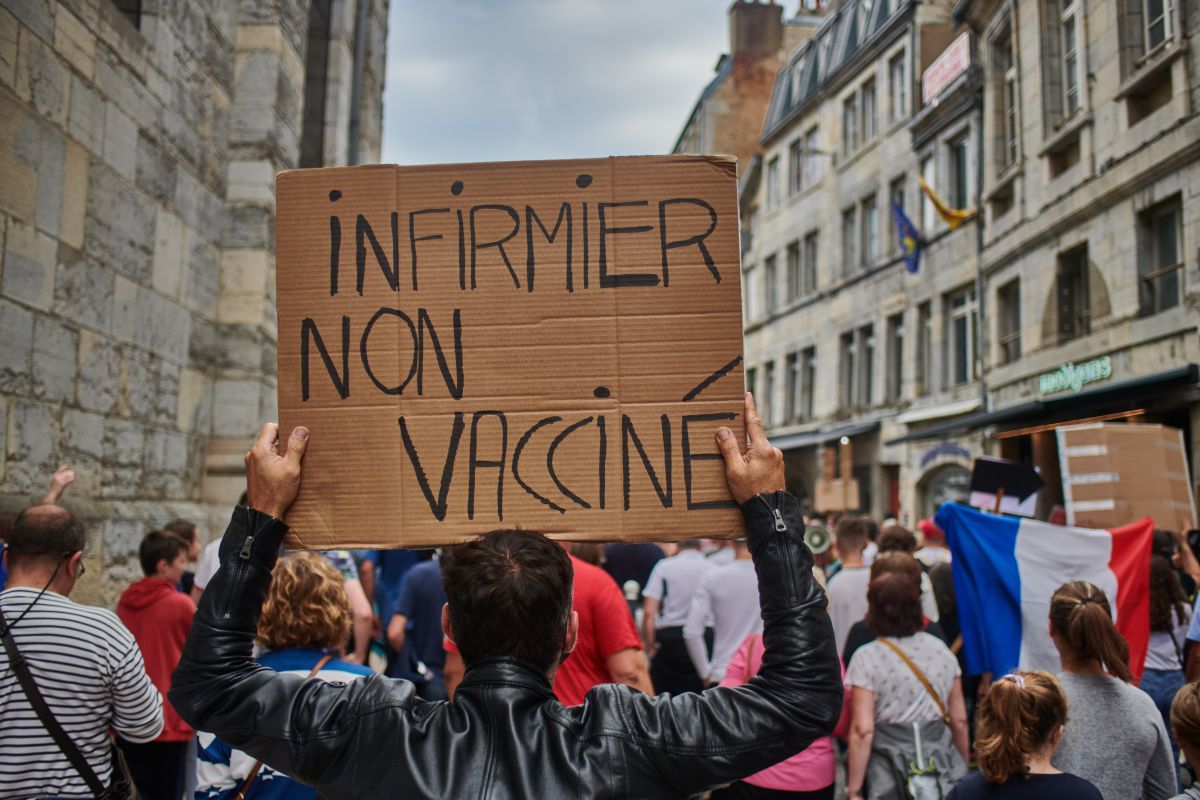 Una protesta no vax