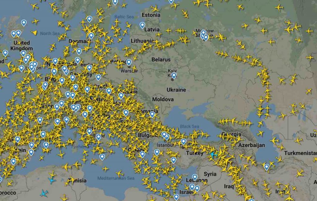 Mappa aerei Russia Ucraina