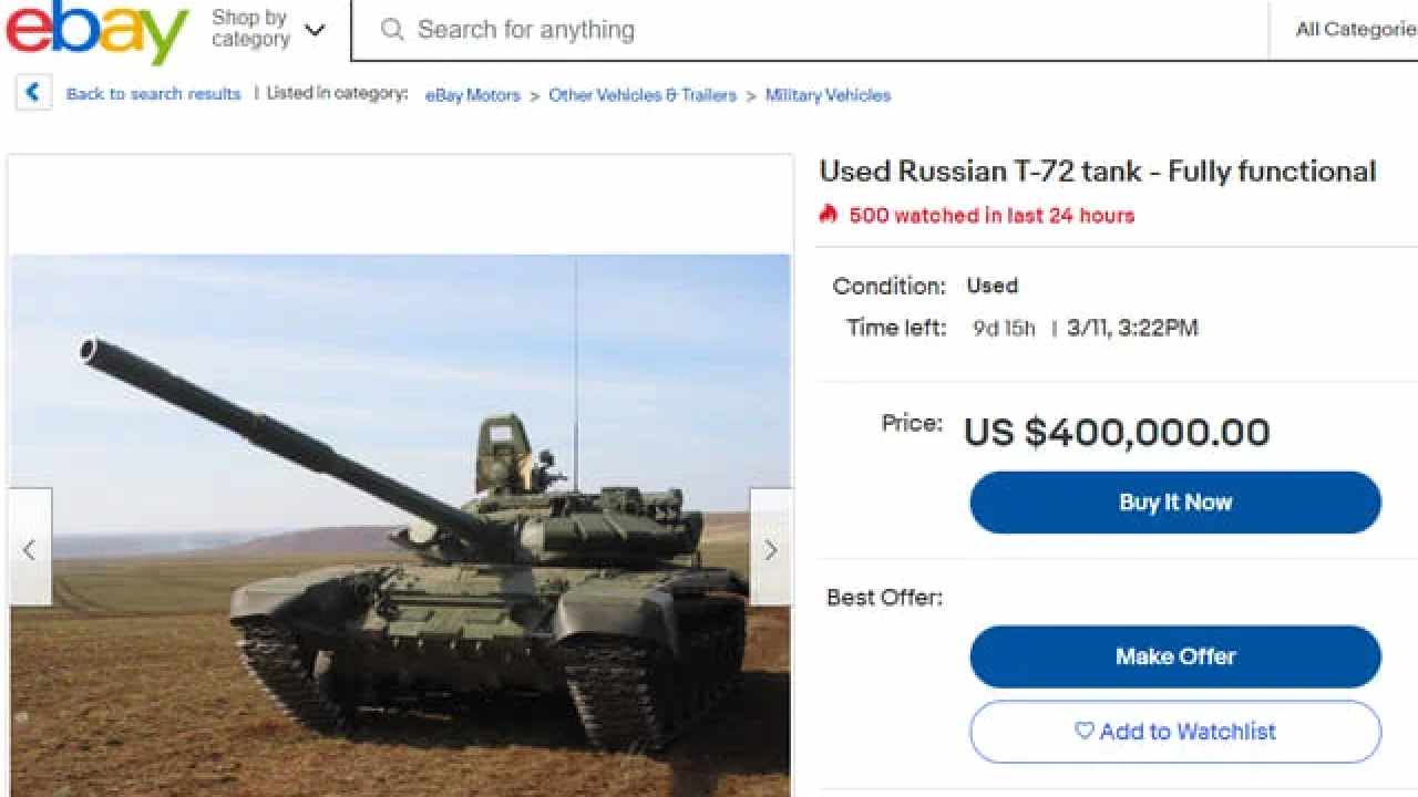 Carri armati russi in vendita su eBay in Ucraina