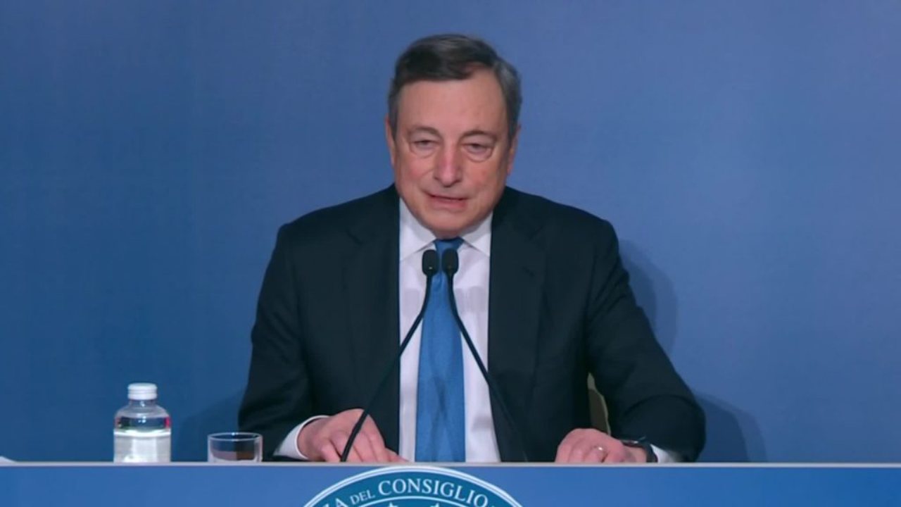 Il presidente del Consiglio, Mario Draghi, in conferenza stampa