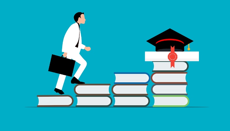 Uno studente universitario e la sua salita verso la laurea