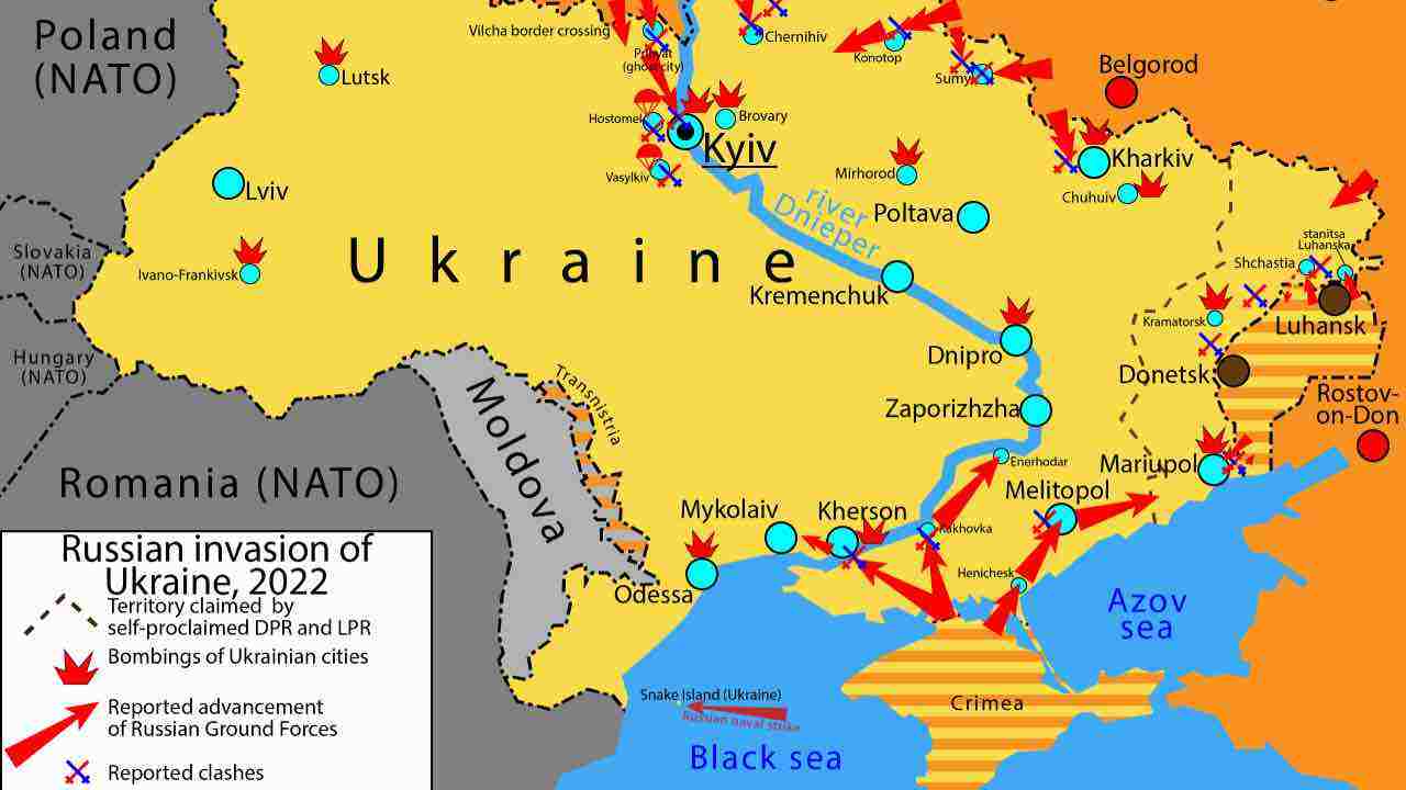 La mappa dell'Ucraina