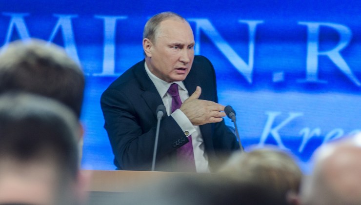 Un incontro di Vladimir Putin con la stampa