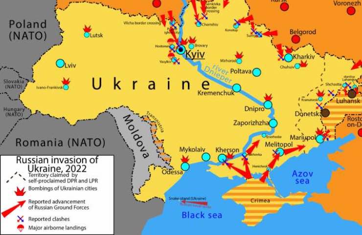 Mappa invasione russa in Ucraina