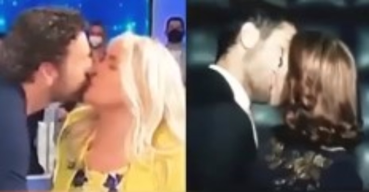 Il bacio Mara Venier e Raul Bova