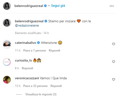 Il commento di Caterina Balivo a Belen Rodriguez 