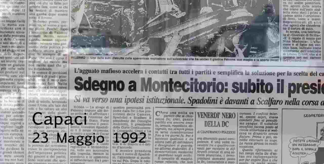 Un articolo di giornale sulla strage di Capaci