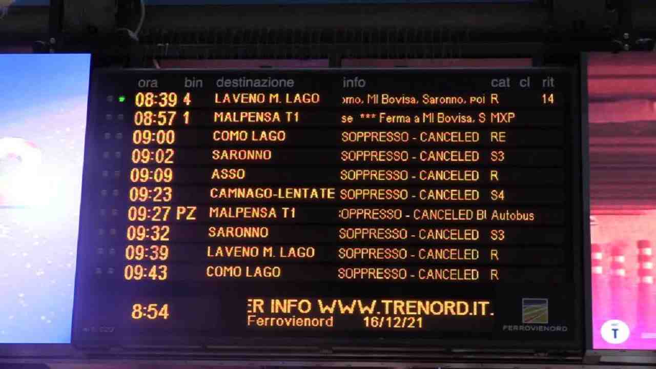 A causa dello sciopero molti treni potrebbero essere cancellati