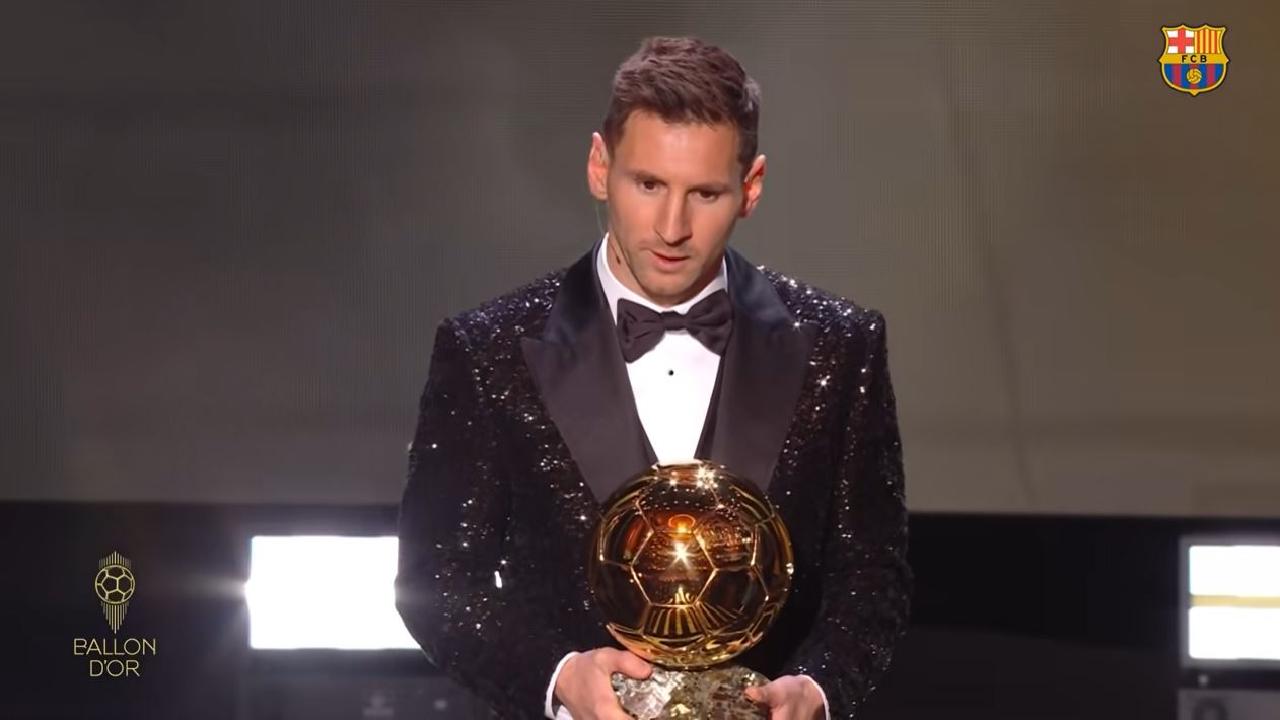 Lionel Messi alla cerimonia del Pallone d'Oro 2021