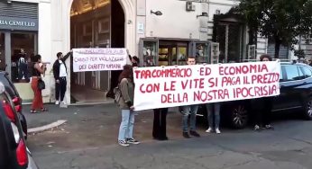 Roma, blitz di Mediterranea davanti alla Camera di Commercio Italia-Libia. VIDEO