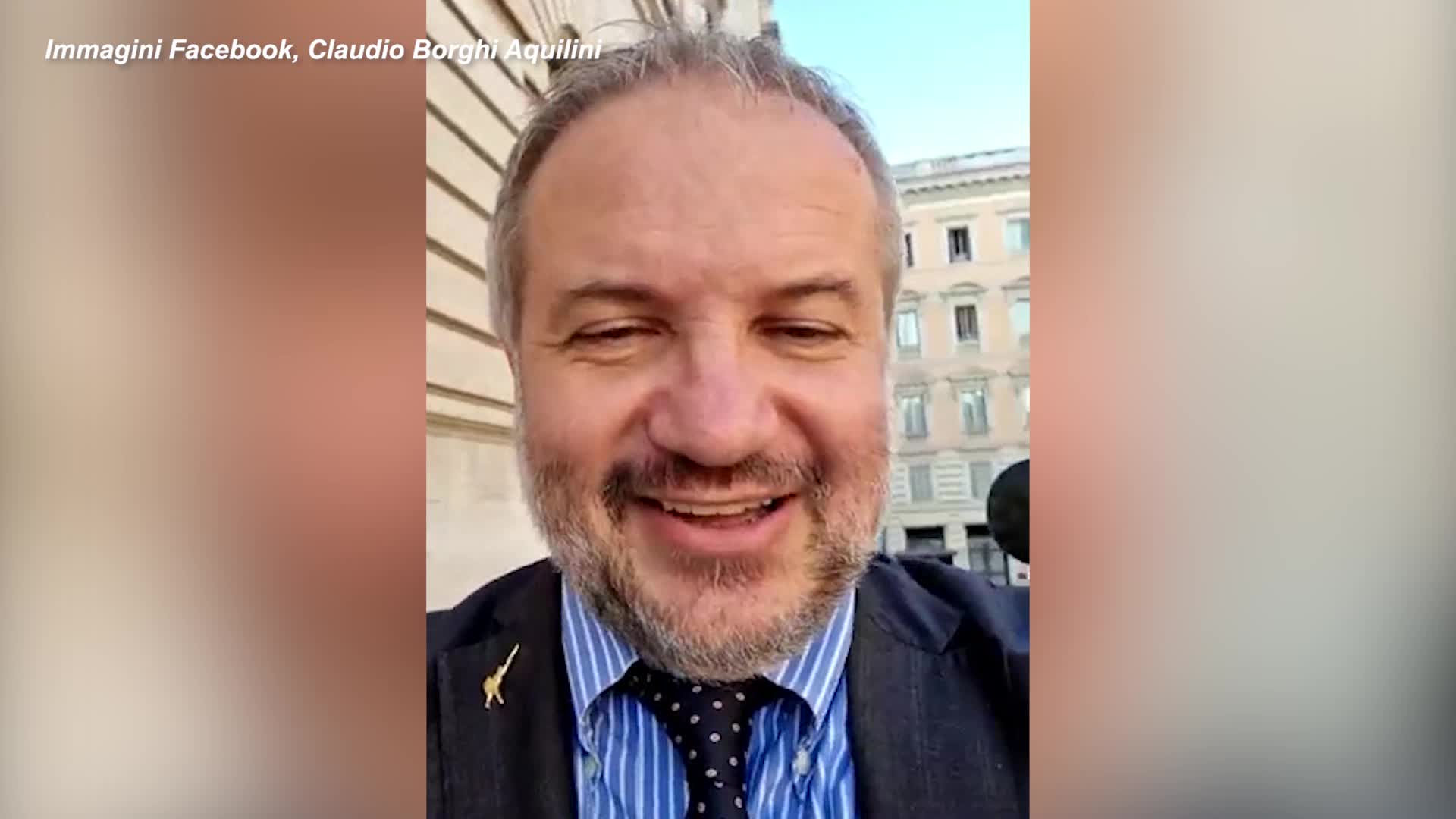 Borghi interrotto dai carabinieri durante una diretta video davanti al Senato - VIDEO