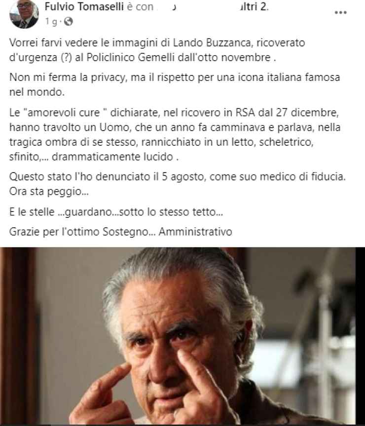 Post del dott Fulvio Tomaselli su Lando Buzzanca