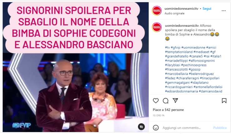 Alfonso Signorini instagram GFVIP