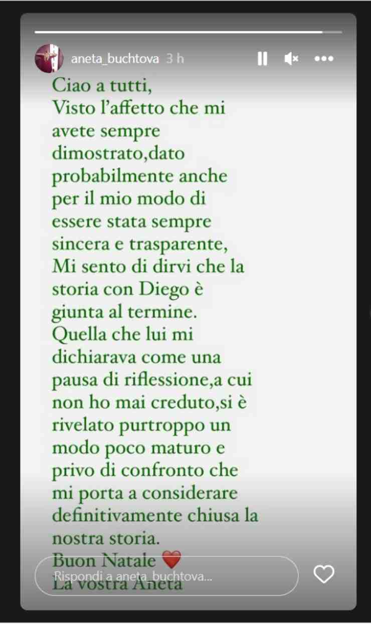 Aneta addio a Diego