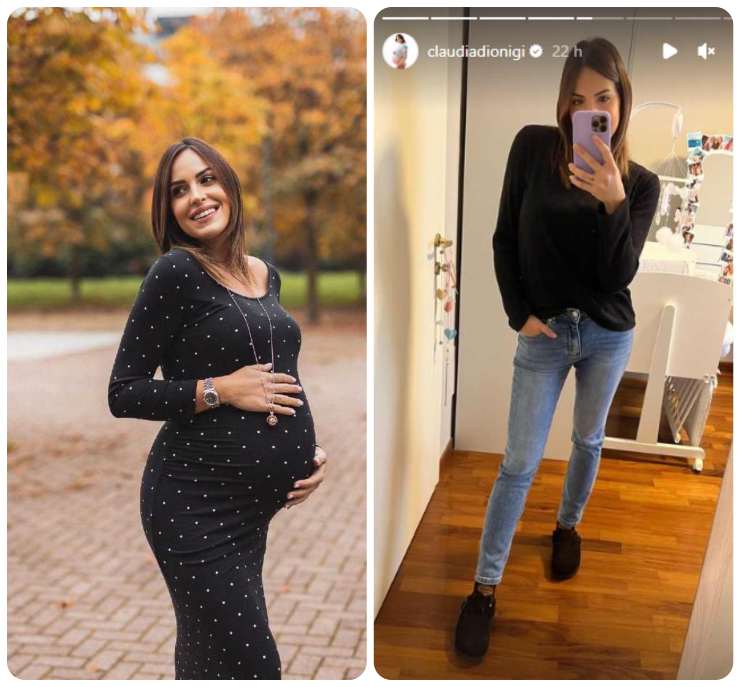 Claudia Dionigi prima e dopo il parto_Instagram_Newsby