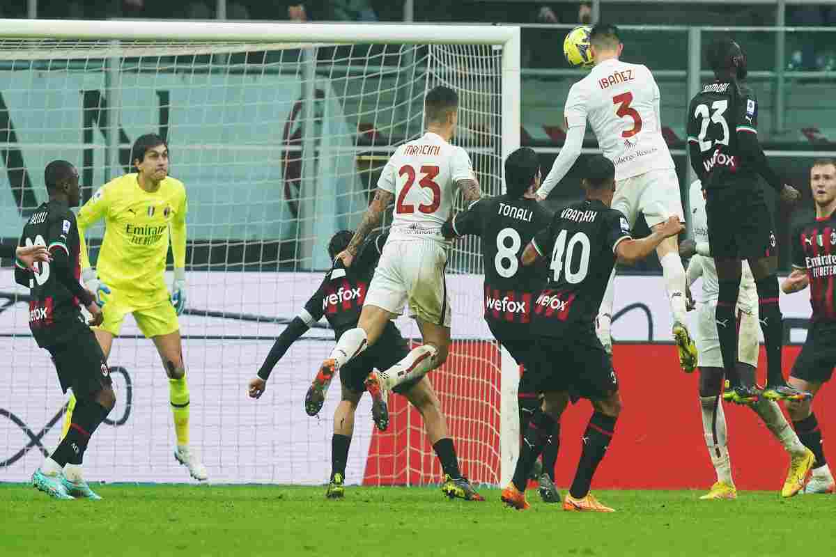 Ibanez salta e segna in Milan-Roma