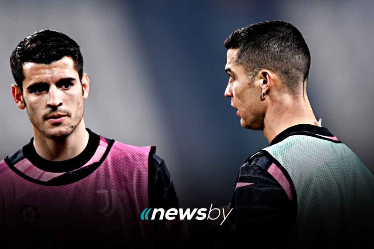 Morata in campo con Cristiano Ronaldo ai tempi della Juventus