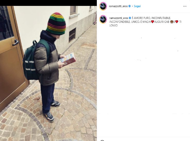 Eros dedica al figlio Instagram