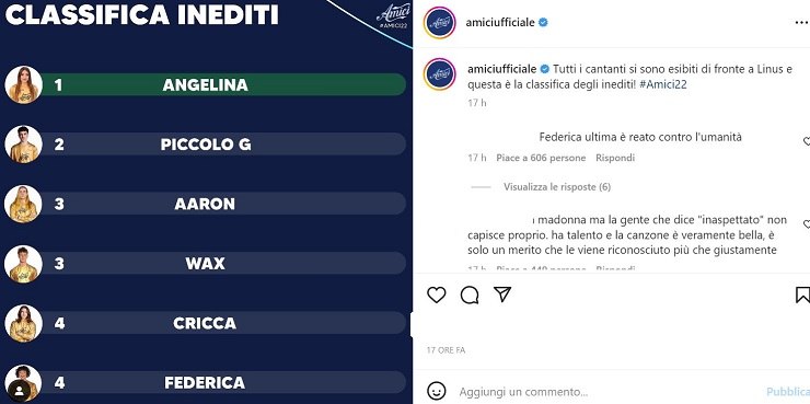 Amici 22: gli inediti portati dai due allievi non hanno convinto Linus