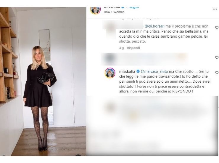 katia pedrotti critiche sui social