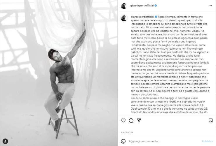 Gianni Sperti rivela momento difficile