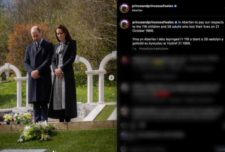Kate in lacrime durante la commemorazione di Aberfan