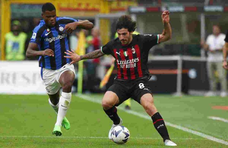 Derby Milan-Inter, Tonali affronta Dumfries