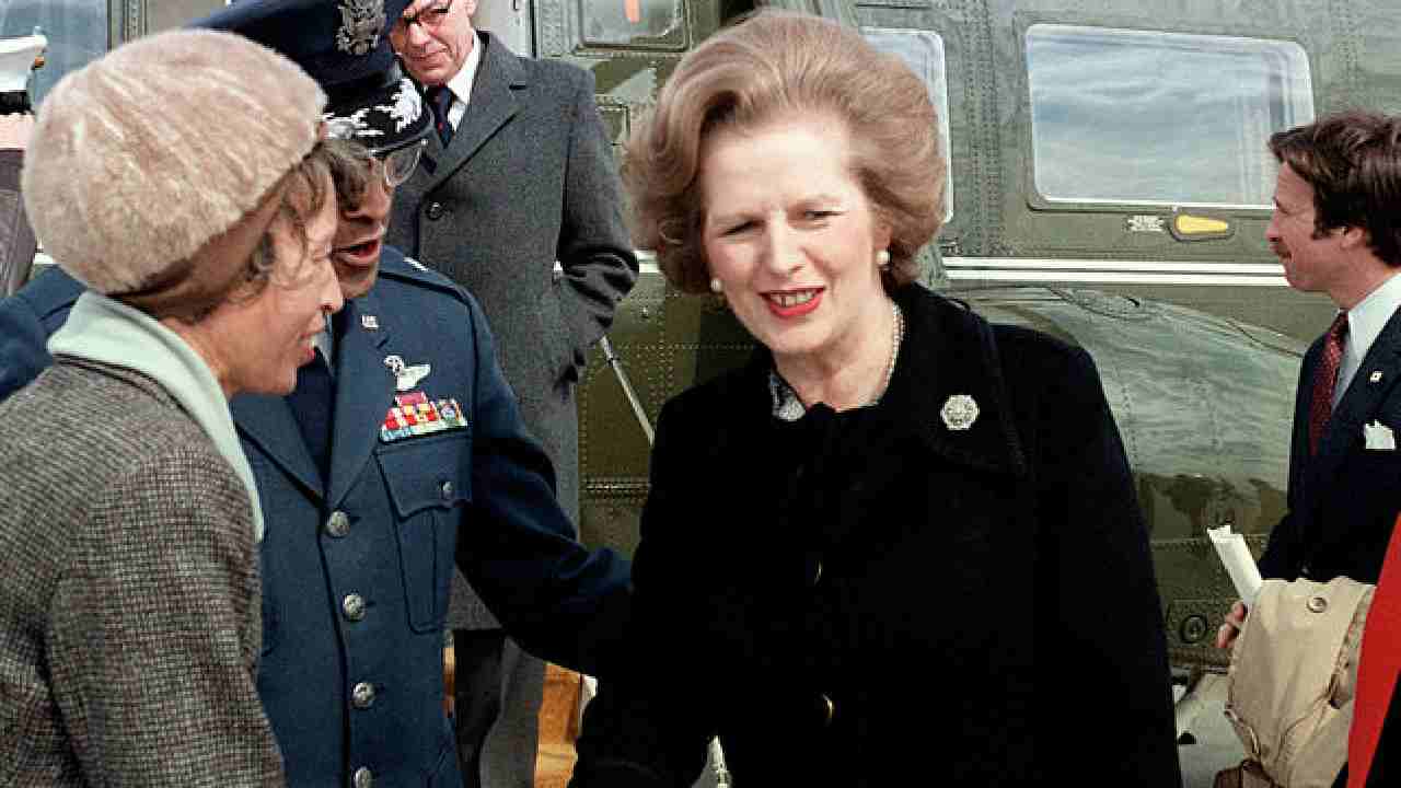 Margaret Thatcher in visita negli Stati Uniti