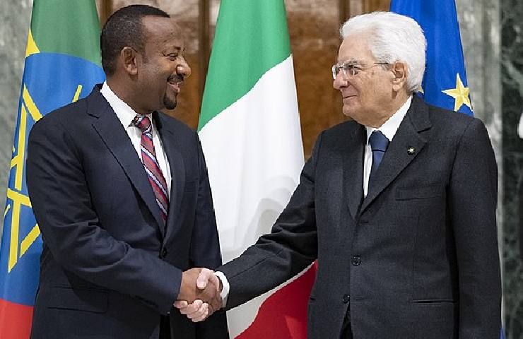 Il Presidente della Repubblica Sergio Mattarella e il Primo Ministro etiope Abiy Ahmed Ali 