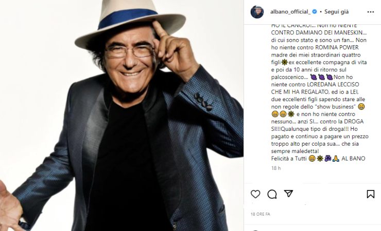 al bano messaggio sfogo instagram