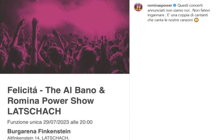 concerto falso al bano romina power