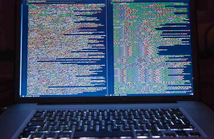 Schermata di codici sul pc