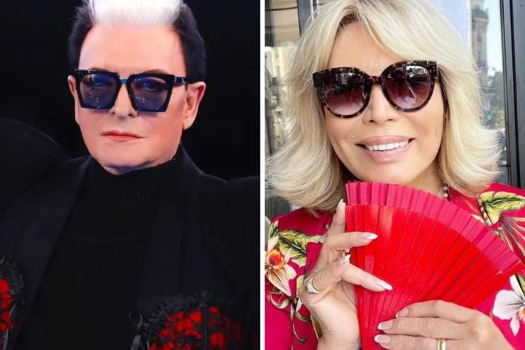 Cristiano Malgioglio e Amanda Lear con occhiali da sole